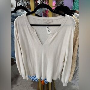 LOFT Cream V-Neck Sweater